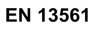 Schriftzug EN 13561 in schwarzer Schrift auf transparentem Hintergrund. | my-pergola24.com